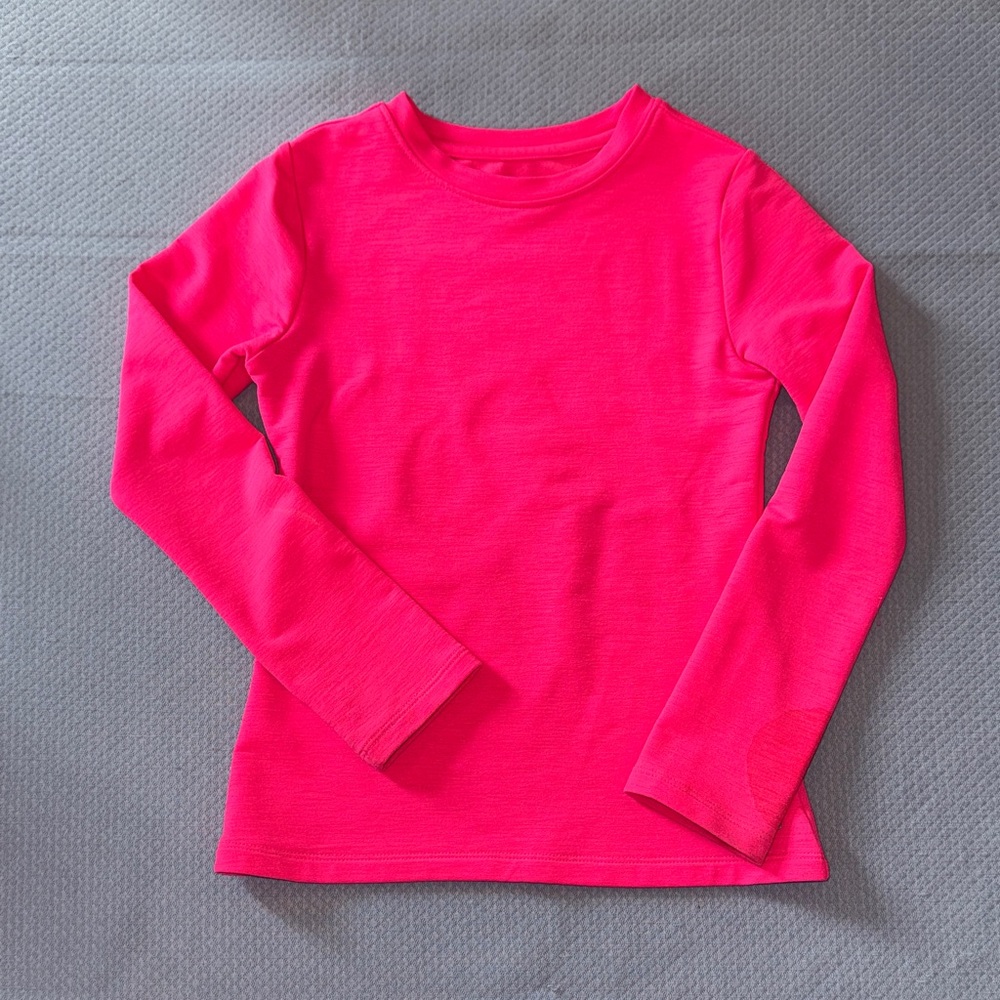 Girls' Neon Pink Long Sleeve Crewneck Top